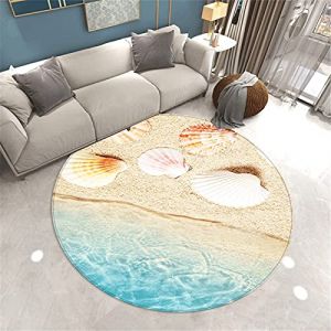 Stillshine. Rond Tapis 3D l'&eacute;t&eacute; Bord de Mer Plage de Sable Etoile de Mer Coquille Motif Tapis de Sol pour Salon et Chambre d'enfant Jardin d'enfants Chambre Tapis de Yoga (Couleur 1,120 cm) (Stillshine, neuf)