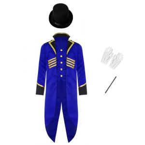 inhzoy Enfant Gar&ccedil;on Veste Manteau Steampunk Victorien Gentleman avec Chapeau R&eacute;tro Blazer Renaissance M&eacute;di&eacute;vale Prince Bleu Royal 11-12 Ans (inhzoy eu, neuf)