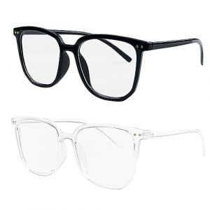 Mesybveo 2 Paireslunettes Anti Lumiere Bleue, Lunettes D'ordinateur Anti-Fatigue, Lunette de Lecture con Monture Large, Lunette de Repos, Léger et Portable, Lunettes Lumiere Bleue pour Homme Femme (SANTAMBROGIO GIORGIO, neuf)