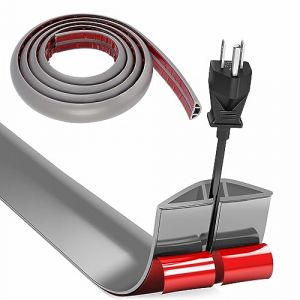 Cache Cable Sol, Petit Canal de C&acirc;ble Flexible, 2M x 3cm Protege Cable Sol, Goulotte Passe Cable Sol Silicone, Cache Fil &Eacute;lectrique Sol Auto-Adh&eacute;sif pour Tous Les C&acirc;bles(Gris) (HengRongSh-EU, neuf)