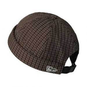 CLAPE Casquette sans Visi&egrave;re Casquette Docker Homme Femme S&eacute;chage Rapide R&eacute;glable Bonnet Docker Plaid Brimless Cap Bonnet Marin Beanie Cap Marron Brown FMA2502 (CLape, neuf)
