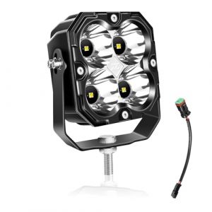 Willpower 1pc Carré Phare de Travail LED 4.3'' 30W 2500LM, Feux Antibrouillard LED Spot pour 4x4 Voiture Camion Tracteur Bateau Offroad Vehicule, 6000K Blanc, Etanche IP67 (YZ-EU, neuf)