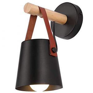 Chao Zan Creative Nordique Eclairage Suspension Luminaire Applique Murale Lampe M&eacute;tal Style Parapluie R&eacute;tro Industrielle Bois Eclairage Suspension Luminaire E27(Noire) (Chao Zan Maoyi, neuf)