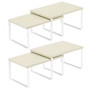 Nandae Lot de 4 Étagère de Rangement Cuisine, Rangement epices placard cuisine, Bambou Etagère Vaisselle, Organisation placard cuisine,comptoirs, garde-manger, aliments et ustensiles (Nandae, neuf)