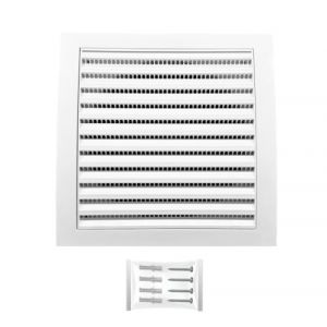 H&C VENT Grille Aeration 190x190mm Ø 125mm Blanc avec Moustiquaire │ Evacuation Caches Tuyau Ventilateur │ d'Extraction Ventialtion │ Exterieur Interieur │ Climatiseur Gaine Cache Extracteur d'air VMC (H&C Vent, neuf)