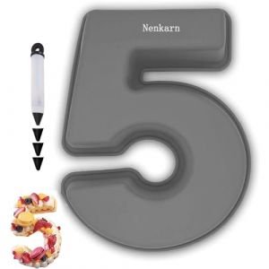 Nenkarn Moule a Gateau Chiffre 5, Moule Number Cake, 25cm Moules Chiffre Cake pour la P&acirc;tisserie, les Anniversaires et les F&ecirc;tes, sans BPA, Antiadh&eacute;sif (Nanxiao Store, neuf)