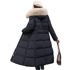 ORANDESIGNE Manteaux Duvet Femme Doudoune &Eacute;l&eacute;gant Longue Manteau Hiver Manteau Zipp&eacute; &eacute;pais Chaud Parka Blouson avec Capuche Fourrure Grande Taille Duvet en Coton Veste D noir-02 XL (ORANNER EU, neuf)
