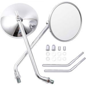 DREAMIZER 3'' Ronds R&eacute;troviseurs Moto Chrome, CNC Universel R&eacute;troviseur avec vis 8 mm 10 mm, Compatible avec Harley Sportster 883 1200 Softail Dyna Cafe Racer Cruiser Chopper Bobber Scooter E-Bikes (WQ Fashion Mall, neuf)