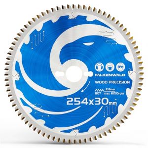 Lame de scie pour bois 254 x 30 mm Precision, lame de scie circulaire 254 x 30 mm avec 80 dents en carbure, compatible avec Bosch GTS 10 XC, PTS 10 table saw & Metabo mitre saw KGS 254 M (Falkenwald GmbH, neuf)