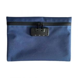 Sac de s&eacute;curit&eacute; anti-odeurs coffre-fort portable sac &eacute;tanche avec serrure pochette portefeuille anti-odeurs avec cadenas &agrave; combinaison porte-documents tirelire bo&icirc;te verrouillable (Bleu 24 x 16,5 cm) (lianghengdianzi, neuf)