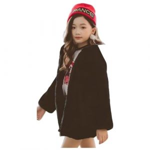 Lengender Enfant Fille Blousons Manteau Polaire &agrave; Capuche Oreilles Ours Hiver &Eacute;pais Veste Chaud en Fausse Fourrure Outwear 3-14 Ans (Noir, 160) (FindPitaya, neuf)