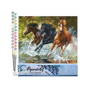 Figured'Art Peinture par Num&eacute;ro Adulte Chevaux de Camargue - Activit&eacute; Manuelle Kit de Loisir Cr&eacute;atif DIY Num&eacute;ro d'Art Complet - 40x50cm sans ch&acirc;ssis en bois (Figured'Art, neuf)