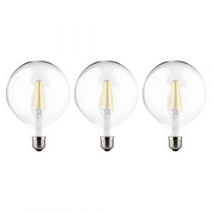 M&uuml;ller-Licht Lot de 3 ampoules LED &agrave; filament G125 - Globe r&eacute;tro - 7 W = 60 W - E27 - Transparentes - 806 lm - Blanc chaud - 2700 K - Ra > 90 (ncc-design, neuf)