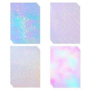 Lot de 20 feuilles de papier holographique autocollant, Format A4 (21 x 30 cm), vinyle waterproof pour photo scrapbooking DIY(4 styles) (YIYUAN-MENG, neuf)