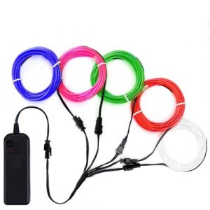 Lychee Portable 5x1 Mètre Lumineux Au Néon Strobing Fil Électroluminescent Flexible Lumineux Au Néon Lumineux EL Wire Rope 3 Modes (Couleur) (Lycheer, neuf)