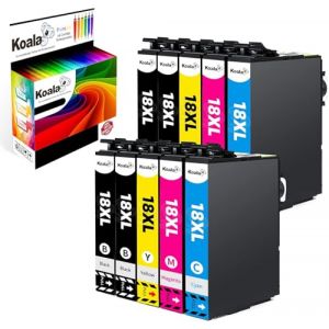 Koala 10-Pack Cartouche d&rsquo;Encre Compatible pour Epson 18XL T1811-T1814 pour Expression Home XP-102 XP-202 XP-305 XP-405 XP-205 XP-302 XP-402 XP-415 XP-412 XP-315 (Noire - 470 Pages, Couleur - 450) (Lucky Suppliers, neuf)