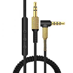 Aiivioll C&acirc;ble audio de rechange compatible avec casque Marshall Major 1/2/3, c&acirc;ble d'extension audio st&eacute;r&eacute;o envelopp&eacute; avec microphone &agrave; distance et contr&ocirc;le du volume (noir) (Aiivioll-fr, neuf)