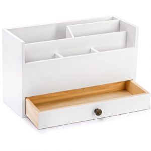 Eorbow Organiseur de courrier en bois blanc avec 1 tiroir, organiseur de courrier de bureau, organiseur de fichiers, trieur de courrier rustique pour stylos, cahiers, accessoires de bureau (HMHFXGF, neuf)