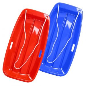 Luge de Neige, 89 cm Luge pour Enfants et Adultes avec 2 Poign&eacute;es, Tra&icirc;neau Jouet d&rsquo;Hiver Id&eacute;al pour Enfants, Cadeau de Glisse en Plein Air, Cadeau de No&euml;l, Bleu et Vert (Rouge+Bleu) (Jiusehua-US, neuf)