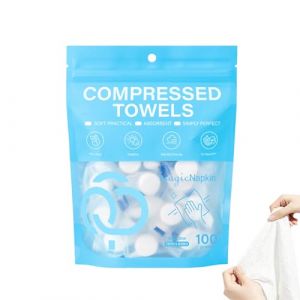 Serviettes Compress&eacute;es &ndash; Serviette Pour Le Visage Portable Jetable &ndash; Mini Serviette En Coton | Mini Serviettes De Bain Portables Emball&eacute;es Individuellement, 100 Pi&egrave;ces, Gants De Toilette (qifeo, neuf)