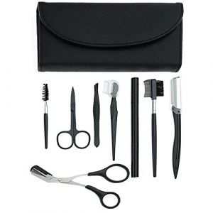 Kit sourcils, 8 in 1Kit de Maquillage Sourcils,Sourcils d’Outil Professionnel avec Pince à Épiler, Ciseaux à Sourcil, Couteau à Sourcil, Peigne à Sourcil e Sac de rangement (zhangxiaoteng, neuf)