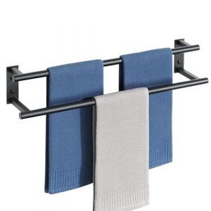 Mooche Porte Serviette Salle de Bain, Longueur 60 CM, Barres Porte-Serviettes Support Mural, en Acier Inoxydable, Porte Serviette de Bain Antirouille et Durable, Noir (mooche-EU, neuf)