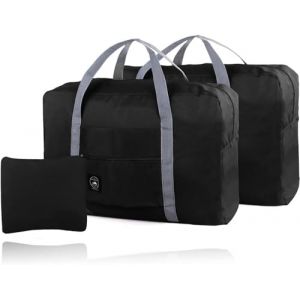 Lot de 2 Sacs de Voyage Pliables imperm&eacute;ables, Sacs de Nuit l&eacute;gers Cabas de Voyage, pour la Salle de Sport, Les Vacances (Noir) (zhuhaishijieerweikejiyouxiangongsi, neuf)