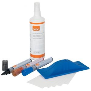 Nobo Kit de D&eacute;marrage pour Tableaux Blancs, 3 Marqueurs, Spray nettoyant, Effaceur et recharges, 34438861 Bleu (Stock Bureau Maison Bien-&ecirc;tre, neuf)