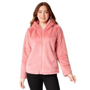 CityComfort Manteau en Peluche Zipp&eacute; Femme avec Capuche en Fausse Fourrure (Rose Poudr&eacute;, XL) (Get Trend., neuf)