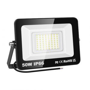PICAA Projecteur LED Exterieur,1PCS 50W Projecteur Exterieur,IP66 Etanche 5000LM Spot LED Extérieur Puissant, Lumières d'inondation.pour jardin, Garage,Patio,Grange,Cour (6500K Blanc Froid, 50W) (BEISHUO-UK, neuf)