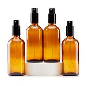 YIZHAO Flacon Spray Vide 100ml, Ambré Bouteille Spray Verre, avec Brouillard de Pulverisateur Fine, pour Huiles Essentielles, Aromathérapie, Parfums, Nettoyage, Voyage, Pharmacie – 4Pcs (One Trillion Network, neuf)