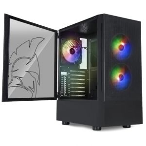 EMPIRE GAMING - Boitier PC Gamer Sapphire - ARGB Moyenne Tour ATX/Micro-ATX/ITX - Porte Latérale en Verre Trempé - 3 Ventilateurs 3 pins 5 Volts LED RGB Adressable 120MM - MB Sync - Noir (OptimumWay France, neuf)