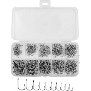 SULIUDAJI 300 Pcs Hamecon Peche Hamecon De Pêche Crochets De Pêche D'Hameçons Hameçons En Acier Carbone Hameçons Barbelés En Pour Pêche Eau Douce Et Mer Avec Boîte De Rangemant (UAB WSVLKE LT, neuf)
