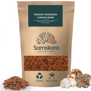 Complexe de Champignons en Poudre BIO (Reishi, Chaga, Shiitake, Maitake, Crinière de Lion, Cordyceps Militaris et Champignon Blanc) | Samskara | Avec Minéraux | 100g - LOT 2025 Fraîcheur Garantie (samskaratribe - food for thought, neuf)