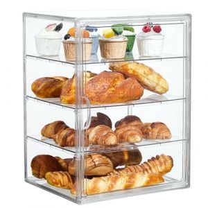 NAVIKIA Huche a Pain Grande Transparente - Boîte à Pain en Acrylique avec 4 Niveaux Réglables (27x25.5x36 cm) et Porte Magnétique - Pour Cuisine et Transport (NAVIKIA, neuf)