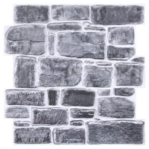 COMSTICKC Panneaux Muraux 3D Adhesif Pierre, 10 Pièces, 30x30 cm, Grise Fausse Brique Murale PVC, Revêtement Mural 3D Adhésif Imitation Pierre, imperméable (Comstickc, neuf)