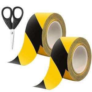 Lot de 2 rouleaux de Signalisation, Ruban Adh&eacute;sif de Danger Noir et Jaune, 33 m x 5 cm Ruban de Marquage au Sol, Bande Adh&eacute;sive pour S&eacute;curit&eacute; &eacute;tanche, Rouleaux Ruban Adh&eacute;sif de S&eacute;curit&eacute; Ext&eacute;rieur (ChaoJiu, neuf)