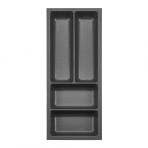 ORGA-BOX 3 Range-couverts Profondeur : 473 x Largeur : 191 mm anthracite avec structure Canvas pour tiroirs de 30, par ex. dans les cuisines Nobilia/Noblessa à partir de 08.2012. (S&O Handelsgesellschaft mbH, neuf)