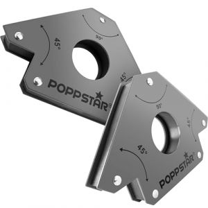 Poppstar Aimant soudeur (angle de soudage, force d'adh&eacute;rence 34 kg - 45/90/135&deg;), lot de 2, gris (poppstar*, neuf)