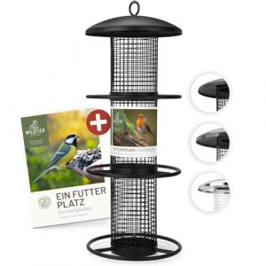 wildtier liebe Distributeur de nourriture pour oiseaux, 35 cm, noir, en m&eacute;tal inoxydable, pour cacahu&egrave;tes, oiseaux sauvages (G&ouml;rges Naturpharma GmbH, neuf)