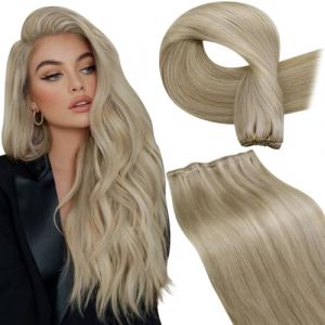 LaaVoo Extension Cheveux Naturel Tissage Blonde 100g Extension Tissage Cheveux Naturel Mélange de Blond Doré et Blond Moyen Highlight 40cm Tissage Extension Cheveux Humain Lisse #P16/22 (Laavoo, neuf)