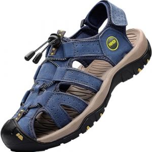 Lvptsh Sandales de Randonn&eacute;e Homme Cuir Et&eacute; Ext&eacute;rieur Sandales de Sport Trekking de Plage de Marche Antid&eacute;rapant,LightBlue,EU44 (Cfei Trading Co., Ltd., neuf)