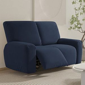 FANSU Housse de Fauteuil Relax Extensible 1 Places, Housse de Fauteuil Relax Inclinable Electrique avec Poche, 6 Pi&egrave;ce Lavable Protege de Meubles pour Canap&eacute; Inclinable (Bleu Marine,2 Places) (JINBO, neuf)
