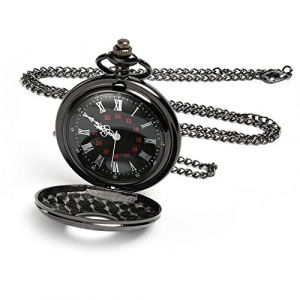 Vicloon Montre de Poche Vintage, Montre Gousset Vintage à Quartz avec Chaîne, Ancienne à Chiffres Romains Classiques Montres en Alliage Cadeau pour Hommes Femmes Papa Fête d’Anniversaire (Noir) (BEST-SELLER5, neuf)