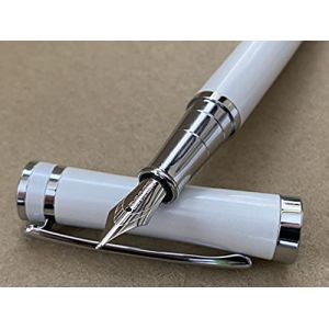 Rhapsody Stylo-plume en acier 3035 de luxe avec pointe moyenne fine de 0,5 mm Blanc nacré (MW Trading Direct, neuf)