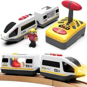 TOPLIVING Train motorisé pour rails en bois, train télécommandé avec connexion magnétique, train de locomotive à piles pour tout-petits, compatible avec Thomas, Brio, Chuggington (TOPLIVING Direct, neuf)