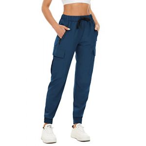 FANGJIN Femme Taille Haute Cargo &Eacute;t&eacute; Bande &Eacute;lastique Jogging Yoga Pants Grande Taille Carotte Multipoche Chino Surv&ecirc;tement S&eacute;chage Rapide Pantalon Bleu Fonc&eacute; M (FANGJINDOU, neuf)