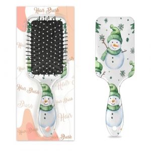 Entemne Brosse &agrave; cheveux pour femmes, hommes, filles, gar&ccedil;ons, arbre de No&euml;l vert, bonhomme de neige, brosse de massage pour cuir chevelu, peigne &agrave; coussin d'air pour cheveux humides et secs, d&eacute;m&ecirc;lant (HHengY, neuf)