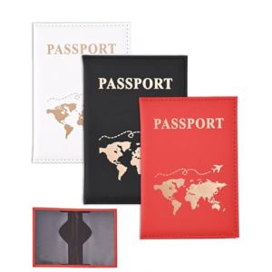 MYGLOAR Porte-passeport 3 pièces, porte-passeport homme et femme, porte-passeport, couverture de passeport, porte-passeport en simili cuir, dossier de voyage pour document de voyage (GAO JIA  DE  DIAN, neuf)