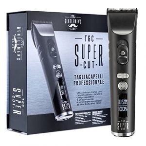 The Gentlemen's Club, Tondeuse à Cheveux pour Homme Supercut, Tondeuse Professionnelle Utilisable Avec ou Sans Fil, Lames en Carbone et Céramique, Trois Vitesses, avec 4 Sabots et Socle de Chargement (Capello Point - Professional Beauty Milano, neuf)